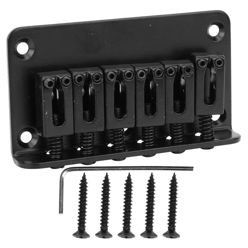 6-Strings Fixed Bridge Electric Guitar Hardtail Saddle Bridge Replacement Parts with Wrench 78mm (Black) Black
