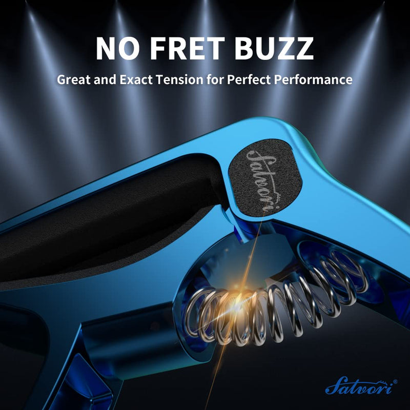 Salvori Exclusive Gradient 'Blue-Plated' Heavy-Duty Guitar Capo for Acoustic/Electric Guitar with 4 Picks, Guitar Clip/Guitar Clamp/Guitar Accessories for Classical Guitar, Ukulele, Mandolin and Banjo