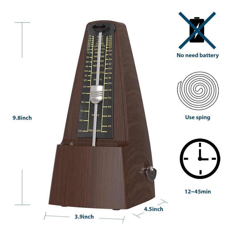 AUPHY Metronome Mechanical for Piano Drum Violin Guitar (Wood Grain) Wood Grain