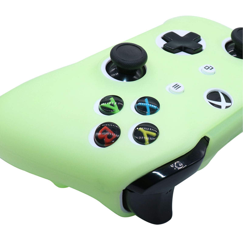 HLRAO Controller Skins Silicone Grip Glow in The Dark Protective Case for Xbox One Controller + 6 Grips Accessories Glow in The Dark. Glow Green