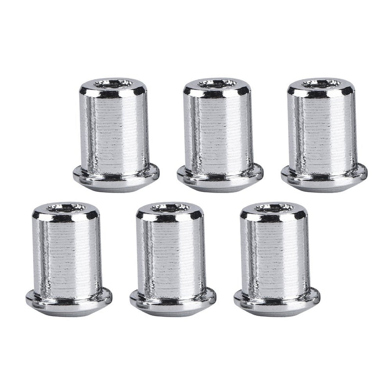 Dilwe 6Pcs Guitar Mounting Ferrules, Guitar String Caps Mounting Buckle Bushing Set for Electric guitar. Silver