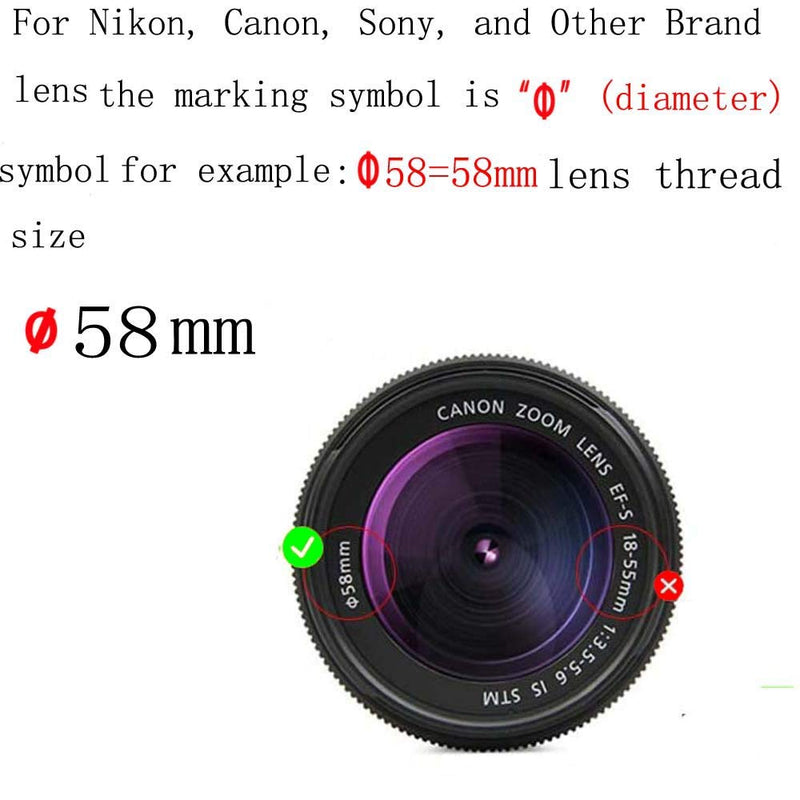 Shenligod 58mm Lens Cap 2pcs with Lens Cap Leash Hole Bundle for Canon for Nikon for Sony DSLR and Other Brand of Cameras Lens Cap