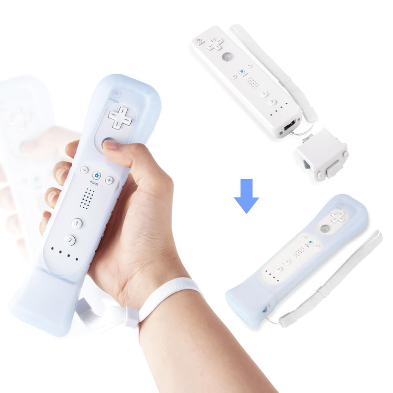 XiQiDianr 2 Motion Plus Attachment and 2 Silicon Case for Nintendo Wii Remote Controller, Motion Plus Adaptor Sensor Accelerator Replacement for Wii Motion Plus Adapter（White） White
