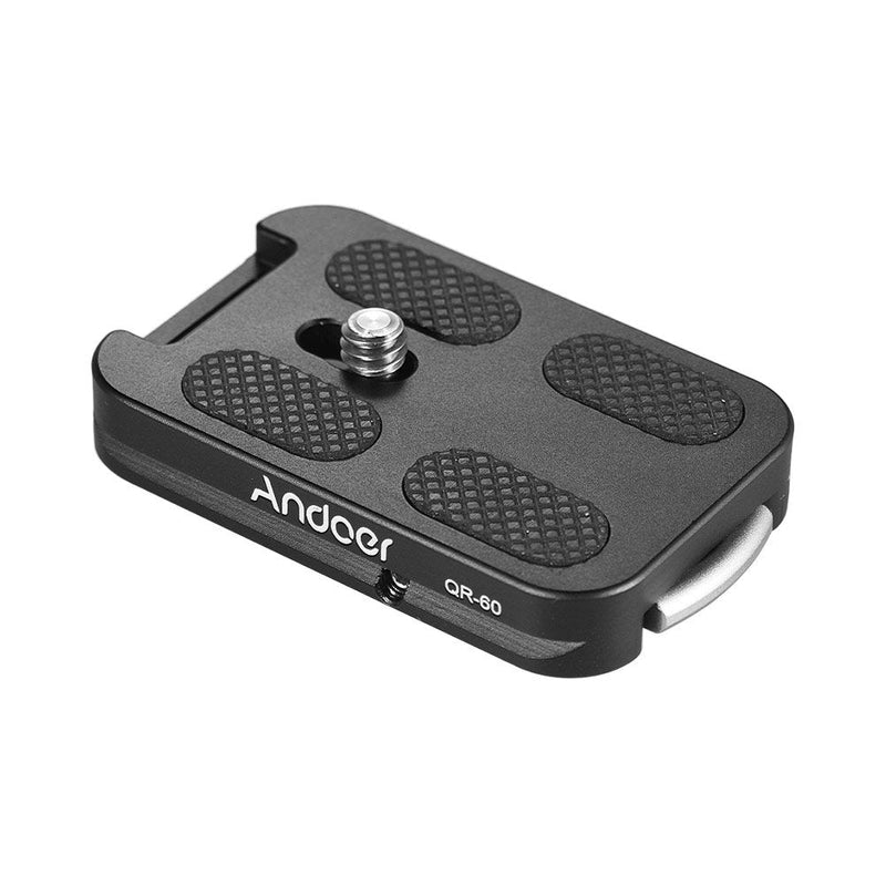 Andoer QR-60 Universal Quick Release Plate Aluminum Alloy 1/4" Screw Mount with Attachment Loop for Arca-Swiss Standard Ball Head Tripod for Canon Nikon Sony DSLR Camera