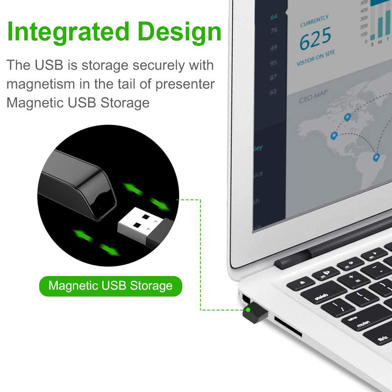[AUSTRALIA] - KNORVAY Presentation Clicker Green Light Pointer USB Rechargeable Wireless Presenter PowerPoint Clicker Hyperlink Presentation Remote Control Slide Advancer RF 2.4GHz for Keynote/Mac/PC/Laptop … 