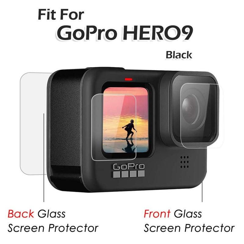 Suoman 6 Pcs for GoPro Hero 9 Screen Protector, [2 Lens Protector+2 Front Protector+2 Back Protector] Tempered Glass Screen Protector for GoPro Hero 9