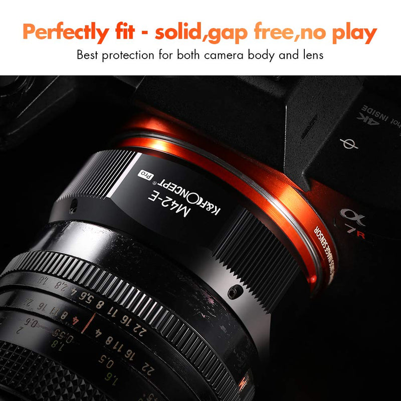 K&F Concept Lens Mount Adapter for M42 Lens to Sony NEX E-Mount Camera for Sony Alpha NEX-7 NEX-6 NEX-5N NEX-5 NEX-C3 NEX-3 with Matting Varnish Design M42-E