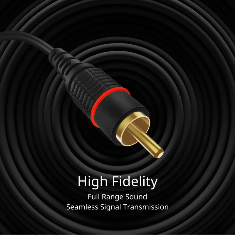 TNP Products 2RCA Stereo Audio Cable (12 Feet) - Dual RCA Plug M/M 2 Channel (Right and Left) Gold Plated Dual Shielded RCA to RCA Male Connectors Black 12 Feet