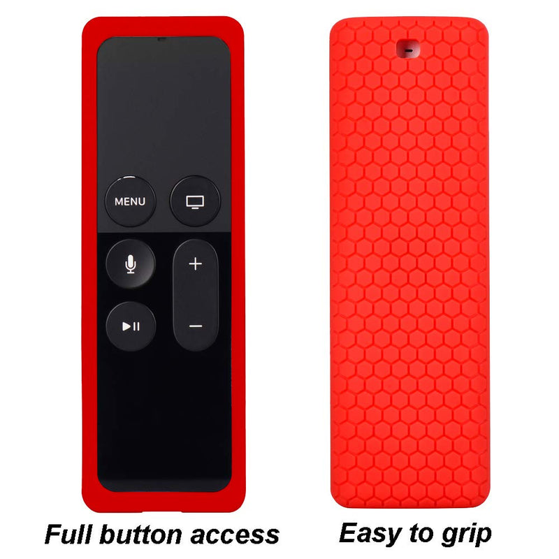 Remote Case Cover for Apple TV 4K 4th 5th Gen Remote, Protective Silicone case for New Apple TV 4K 4th 5th Siri Remote Controller, Full Access, Anti-Slip, Shock Proof (Red) Red