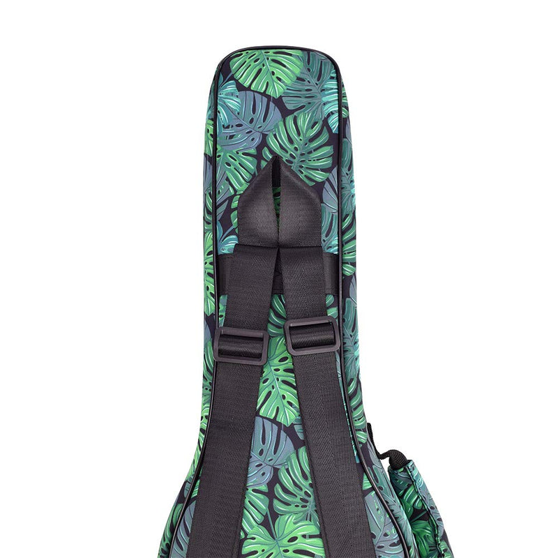 CLOUDMUSIC Ukulele Case Backpack Straps Bag For Soprano Concert 21 23 inch (Monstera,Concert) Monstera