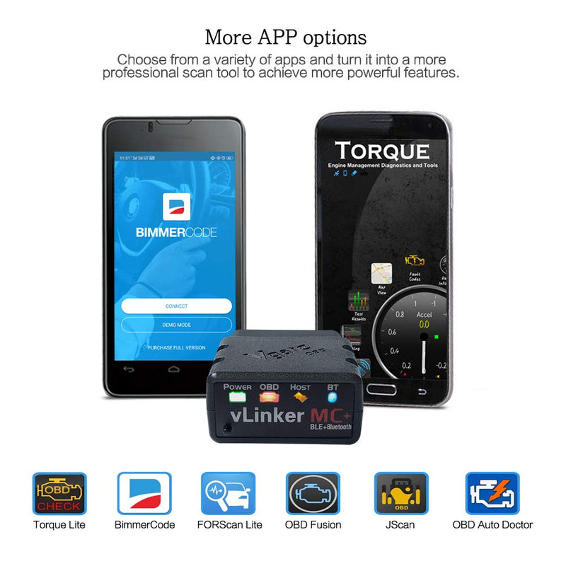 TONWON vLinker MC Bluetooth BLE4.0 OBD2 Diagnostic Scanner for Android & iOS & Windows (BLE4.0)