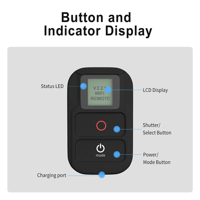 [AUSTRALIA] - Smart Remote Control, TELESIN Waterproof Wireless Remote Controller with LCD Display for GoPro Hero 8 Hero 7 Hero 6 Hero 5 Black, Session 4/5 Go Pro Accessories 