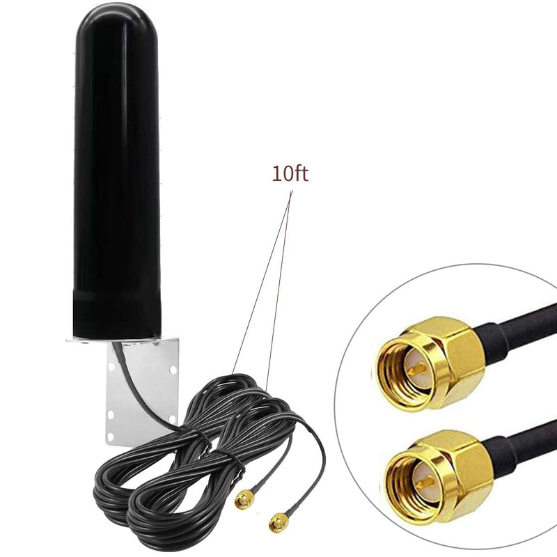 High Gain 10-12dBi Wide Band Outdoor Wall Mount Dual SMA 3G/4G LTE Antenna for 4G LTE Router Modem Gateway Mobile Cell Phone Signal Booster Cellular Amplifiere 3M cable