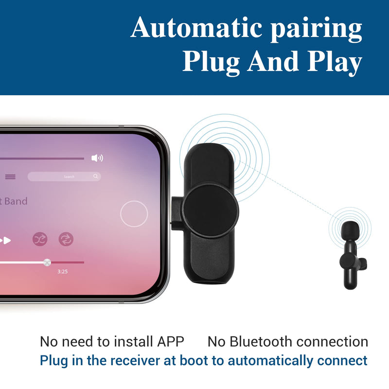 Wireless Lavalier Microphone for Live Streaming(YouTube,Facebook,vlog) 2.4GHz Lapel mic Compatible with iPhone/ipad, Plug and Play, no app Needed,omnidirectional Voice Reception.