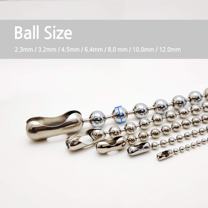 Ball Chain # 10 4.5mm connectors Stainless Steel 50 Count