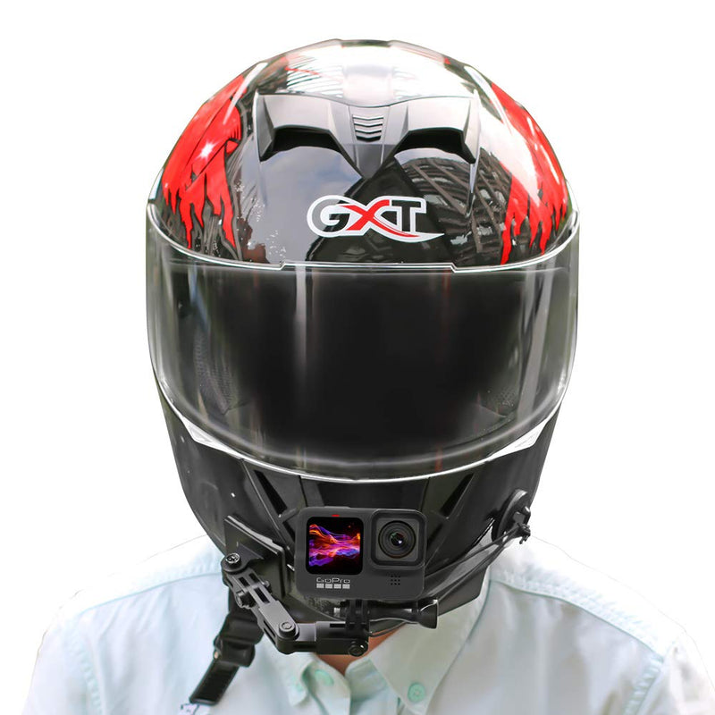 SUREWO Aluminum Motorcycle Helmet Chin Mount Compatible with GoPro Hero 10/9/8/7/(2018)/6/5 Black ,DJI Osmo Action 2,Insta360 ONE R/AKASO/Crosstour,and More