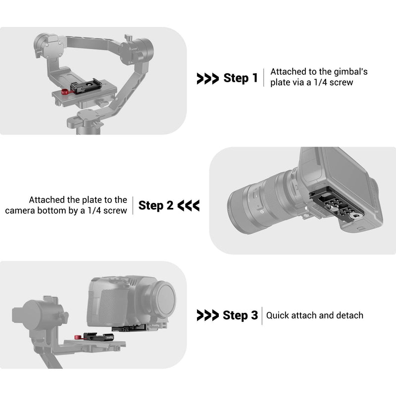 SMALLRIG Offset Plate Kit for BMPCC 4K and 6K Compatible with DJI Ronin S Zhiyun Crane 2 Moza Air 2 - BSS2403