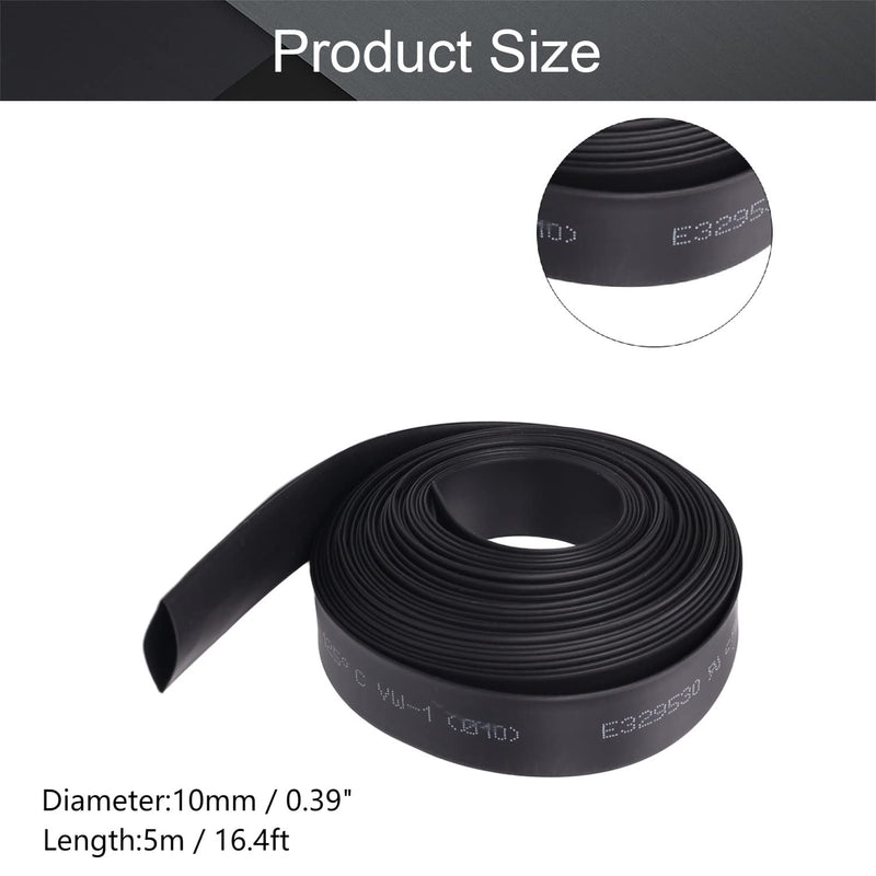 Othmro Heat Shrink Tubings,4Pcs PE Plastic Industrial Heat-Shrink Tubing 2:1 Heat Shrink Wrap Cable Sleeve Electrical Cable Wire Shrink Wrap Assortment Insulation Protection Heat Shrink Tubes Black 10mm Diameter 5M Length 5m 4pcs Black 1