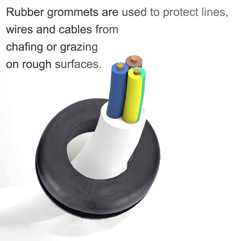 BUSY-CORNER 200 Pieces Hollow Rubber Grommet Firewall Hole Plug Assortment Kit, 1/4", 5/16", 3/8", 7/16", 1/2", 5/8", 3/4'', 7/8", 1''