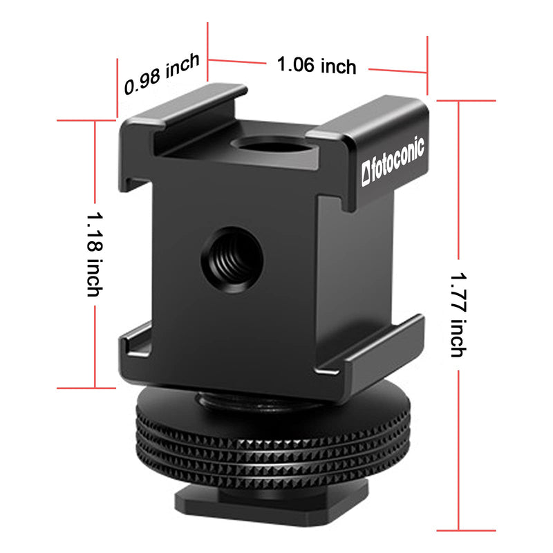 Fotoconic Triple Cold Shoe Mount Bracket Camera Hot Shoe Mount Adapter for Flash Lights Monitors Microphones Audio Recorder