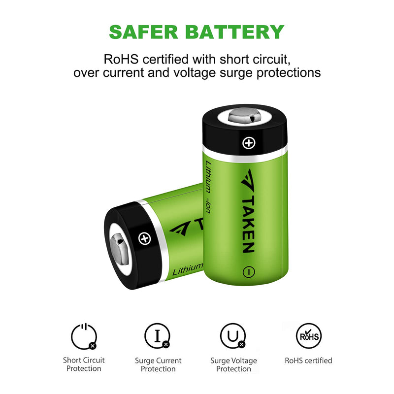 Taken 4 Pack 3.7V 750mAh Rechargeable Batteries for Arlo Cameras (VMC3030/VMK3200/VMS3330/3430/3530), Flashlight, Microphone