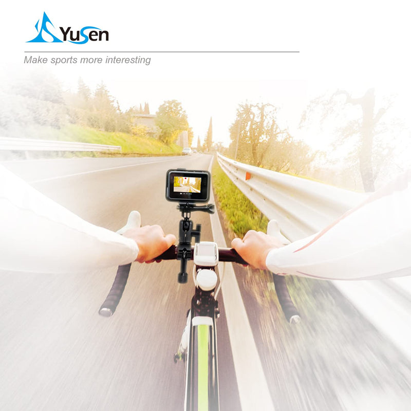 YUSEN 0.75-1.2inch Handlebar/Seatpost/Pole Mount with 1/4&360° Rotation,Perfect All-Aluminum Bike/Motorcycle Handlebars for Go Pro Hero 10/9/8/7/6/5/4/3/2,DJI Osmo Action AKASO (Black)