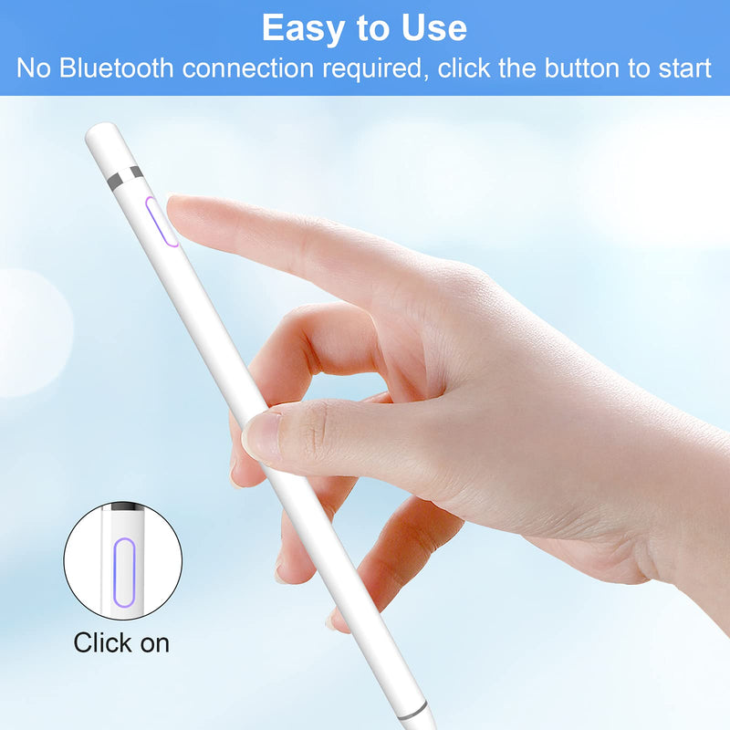 Buteny Stylus Pen for Touch Screens, Fine Point Stylist Active Pencil Compatible with iPhone iPad Pro Air Mini and Other Tablets, White