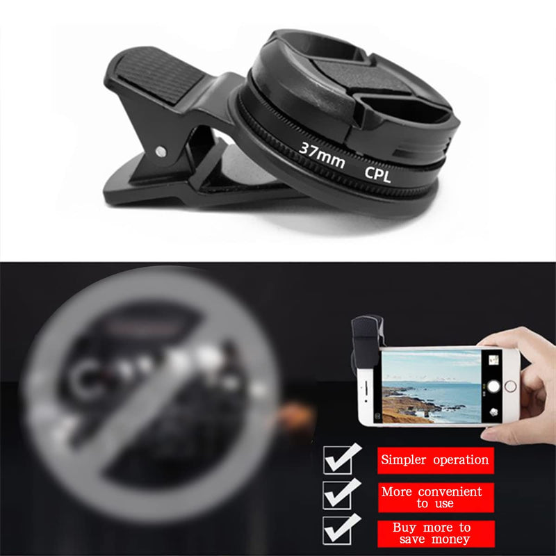 37mm CPL Phone Camera Lens, Universal Portable Polarizer Clip-On Cellphone CPL Filter, Compatible with Most Mobilephone Models