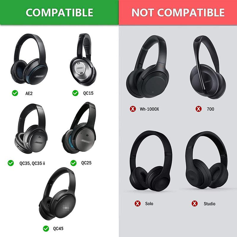[AUSTRALIA] - SOULWIT Silicone Ear Pads Cover Protector for Bose QuietComfort 15 QC15 QC25 QC2 QC35 QC45/Ae2 Ae2i Ae2w/SoundTrue & SoundLink AE Headphones Cushions, Sweatproof, Easily Washable - Black 
