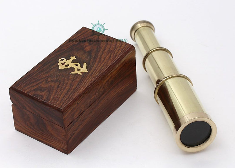 Roorkee Instruments India Brass Telescope with Box/Unique Gift/Toy Telescope for Kids