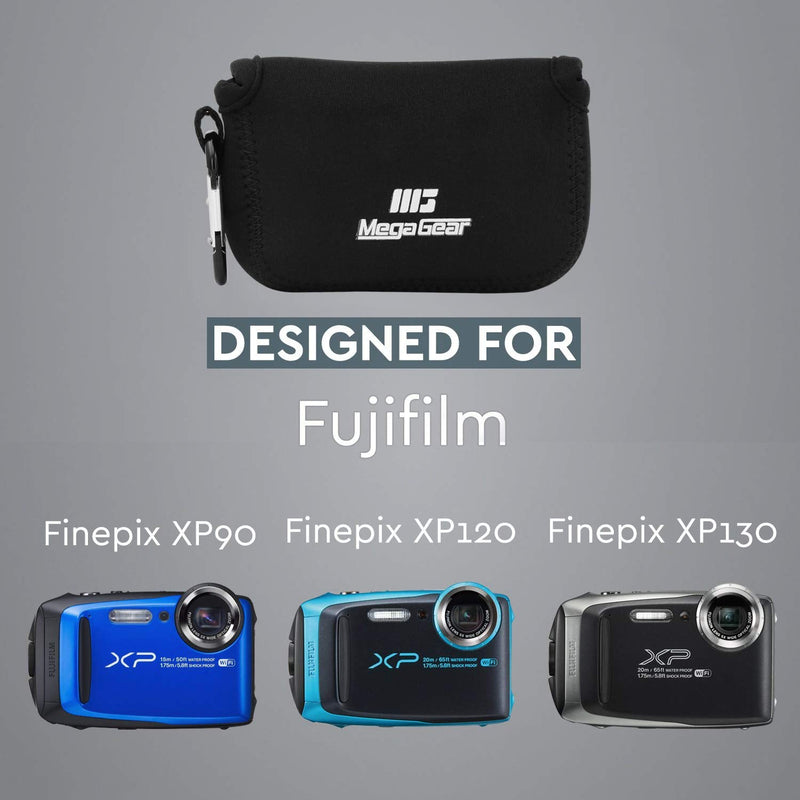 MegaGear MG804 Ultra Light Neoprene Camera Case compatible with Fujifilm FinePix XP140, XP130, XP120, XP90 - Black