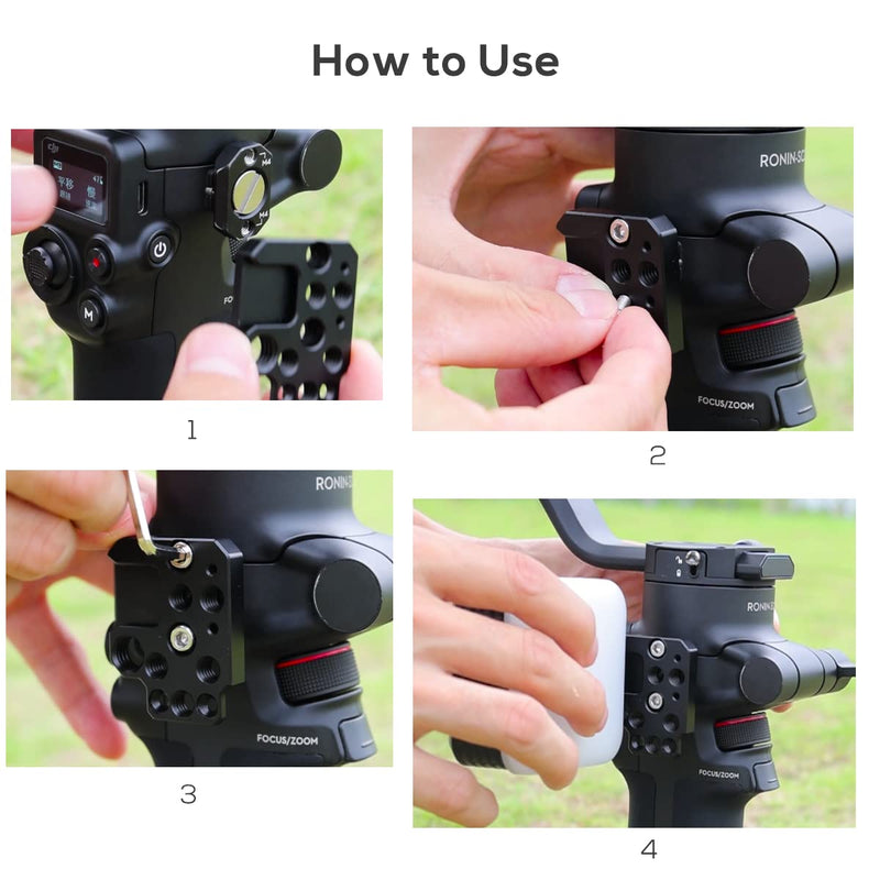 EaxanPic Side Extension Plate Mount for DJI Ronin S/SC/RS2/RSC2,Monitor Holder Mount with 1/4 3/8 Threaded Holes Cold Shoe Mount, Stabilizer Extension Plate for Video Light, Microphone, Monitor