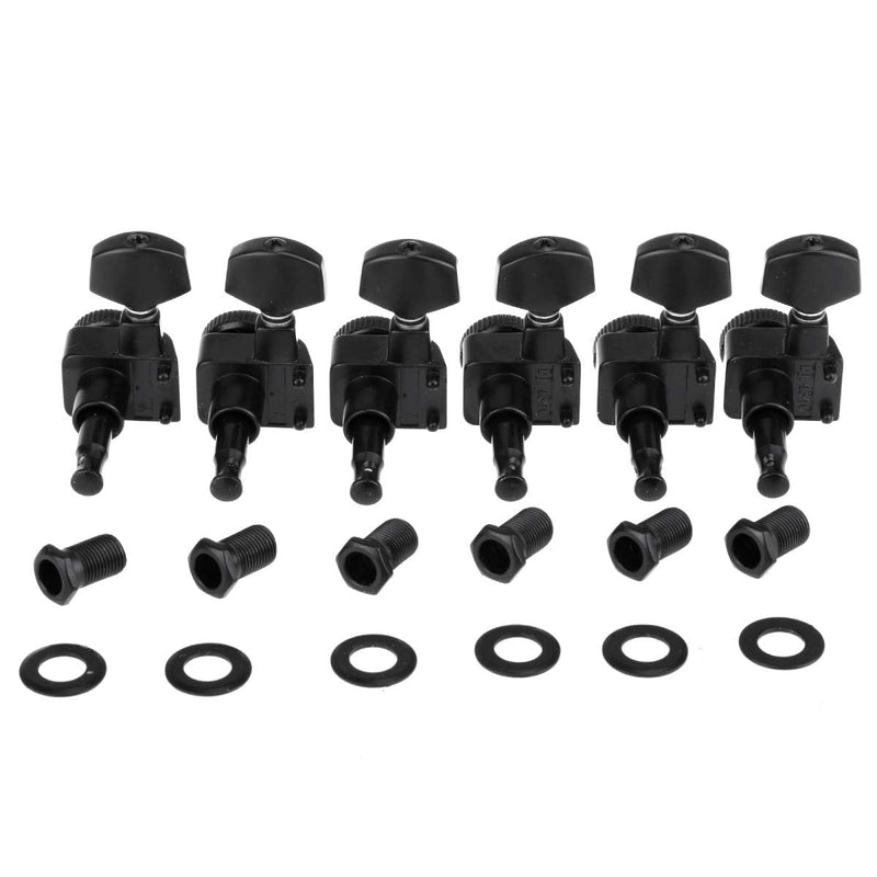 Musiclily Pro 6-in-line 2-Pins Full Metal Guitar Locking Tuners Machine Heads Tuning Pegs Keys Set for Fender Strat/Tele, Black