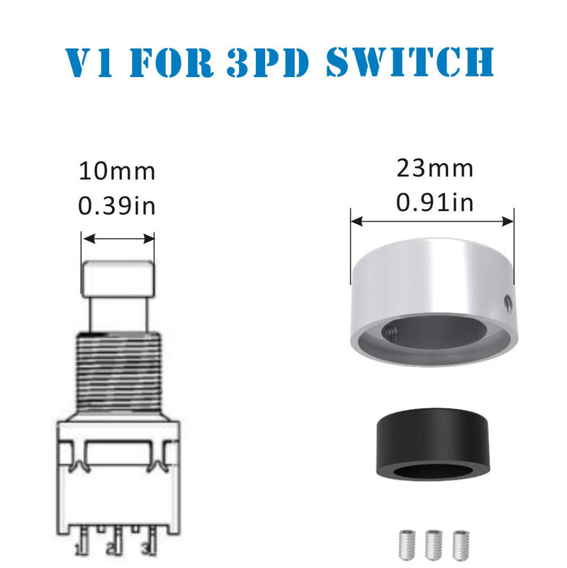 [AUSTRALIA] - SOLUTEK Pedal Footswitch Topper with 3 Screws and Rubber Insert Fit Tightly on common pedal switches(3/8"10mm) Red Silver Black Gold Blue Green 6 Pack 