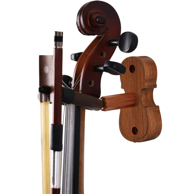 [AUSTRALIA] - Rosewood Violin Wall Hanger with Bow Hook Home & Studio Wall Mount Violin Stand (Rosewood MA-R5) Rosewood MA-R5 