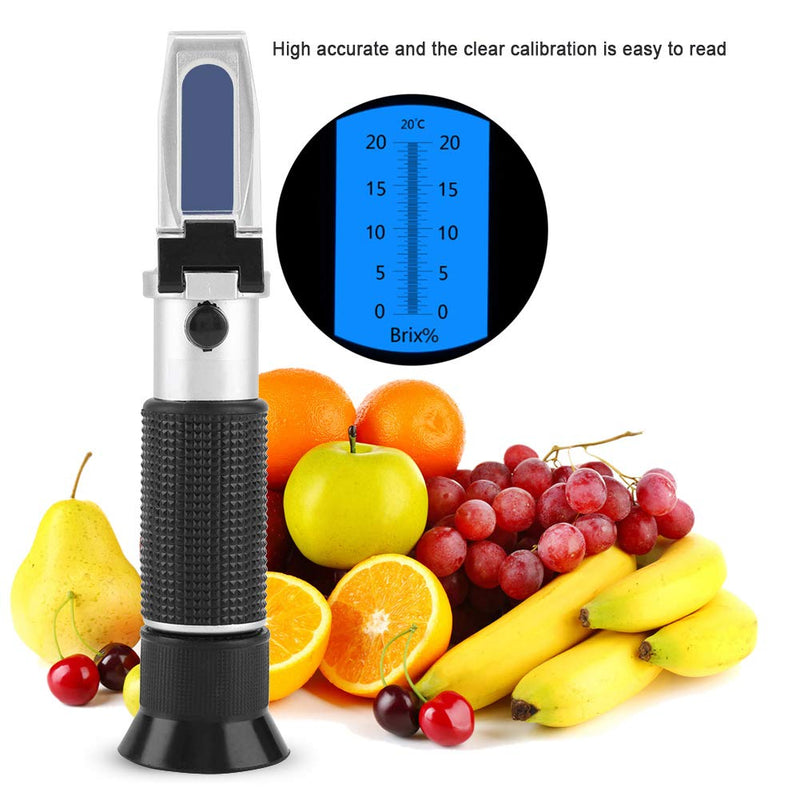 Brix Refractometer，Portable Meter Instruments Digital Brix Refractometer, Range 0-20% Handheld Beer Fruit Sugar Taste Tester