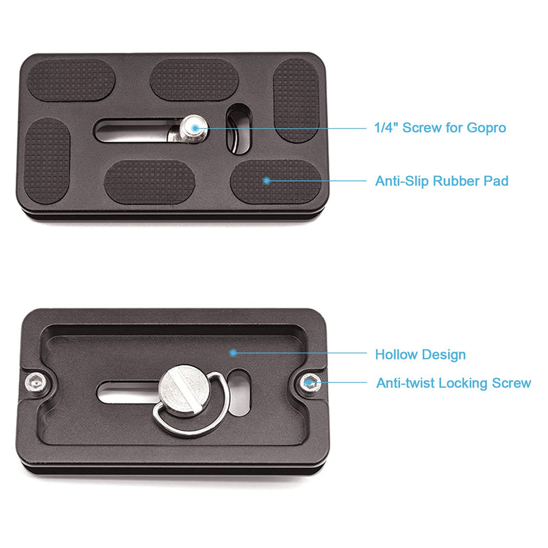 Fotoconic 2-Pack 60mm Quick Rlease Plate Universal QR Plate Fits Arca Swiss with 1/4 inch Screw for Camera Tripod Ball Head 60mmx2