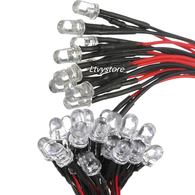 Ltvystore 60Pcs 3MM 12V Green LED Pre Wired Prewired 7.87 Inch Lamp Light Bulb Prewired Emitting Diode & Black 3MM LED Plastic Clip Holder Display Panel