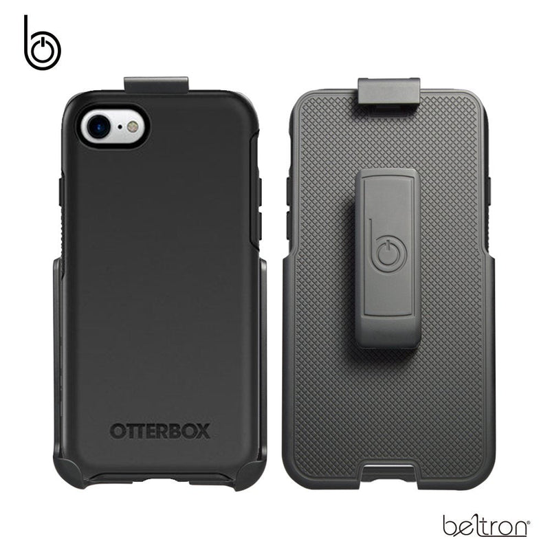 BELTRON Belt Clip Holster Compatible with OtterBox Symmetry for iPhone 7/8, iPhone SE 2020, SE 3rd Generation 2022 (case not Included) - Features: Secure Fit, Quick Release Latch & Built-in Kickstand