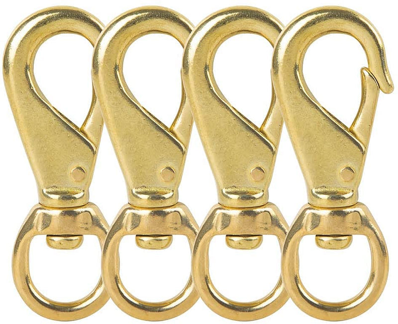 Faneta 3-1/4'' Brass Swivel Snap Hooks Heavy Duty 3/4'' Swivel Eye - Solid Brass Scuba Diving Clips #1 - Seadog Line, Anchor Lines, Bags, Belting, Leashes, Straps, Luggage, Leathercarft (Pack of 4)