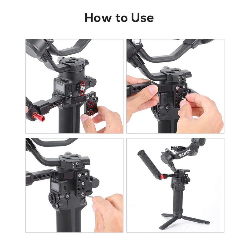 Gimbal Adjustable Handle Grip for DJI Ronin S/SC/RSC2, Stabilizer Handgrip Extension Bracket with Cold Shoe Mount 1/4 3/8 Threaded Holes for Video Light, Microphone, Monitor Handle Grip with Plate