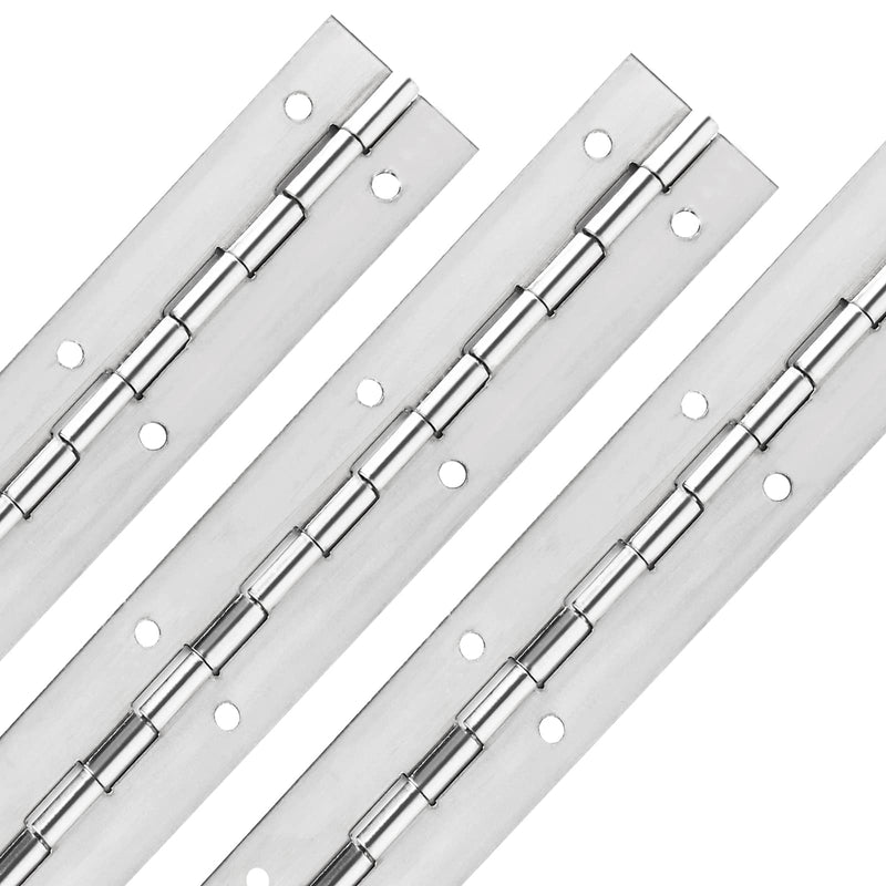 4 PCS Stainless Steel 304 Piano Hinge, 12 Inch Heavy Duty Continuous Hinge, 0.04" Thickness Fixing Folding Continuous Piano Hinge