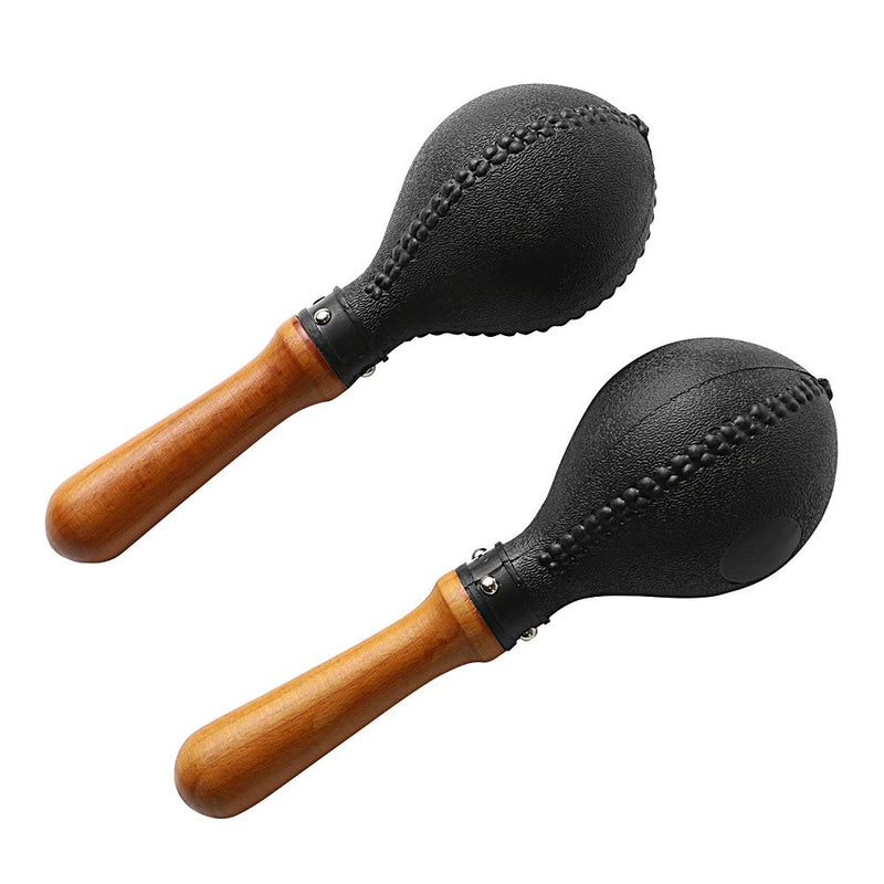 Percussion Maracas Pair of Shakers Rattles Sand Hammer Percussion Instrument with ABS Plastic Shells and Wooden Handles for Live Performances and Recording Sessions Black