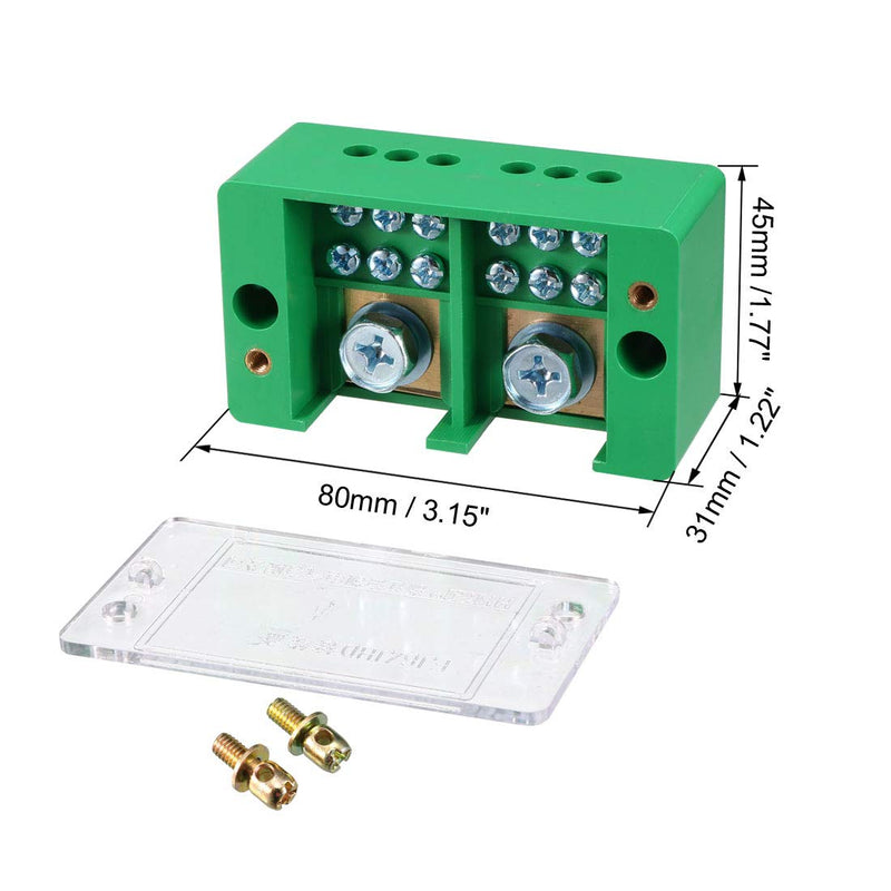 uxcell 2 Inlet 6 Outlet Terminal Strip Blocks 660V 150A Single Phase Distribution Block for Metering Box