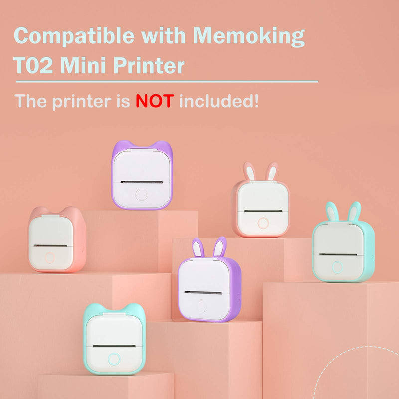 Memoking T02 Protective Case-Bunny Ears Shape Soft Silicone BPA-Free Cute Design Printer Cover, Compatible with T02 Mini Bluetooth Wireless Portable Mobile Pocket Printer, Pink Bunny