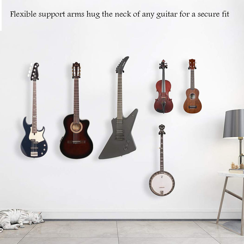 Guitar Wall Hanger Guitar Wall Mount 2 Pack Acoustic Guitar hook Black Guitar Holders for Most sizes Guitars Bass Ukulele Mandolin