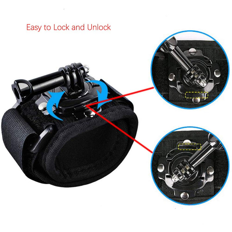 Walway Adjustable 360 Degree Rotation Wrist Strap Mount with Screw for GoPro Hero 8/ 7/ 6/ 5/ 5 Session/ 4 Session/ 4, DJI OSMO Action, Xiaoyi, AKASO and Other Action Cameras