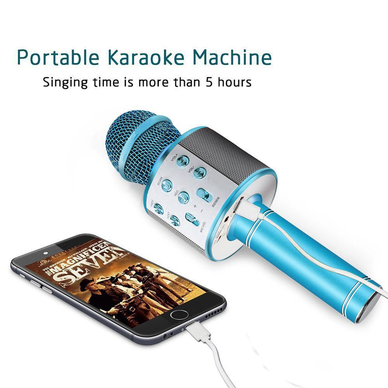 [AUSTRALIA] - Wireless Bluetooth Karaoke Microphone, Portable Karaoke Machine for Kid Birthday Party Christmas, Best Gifts Toys for Girls Boys Blue 