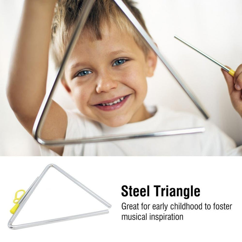Dilwe Music Triangle, Children Music Enlightenment Musical Percussion Instrument Steel Triangle with Striker 6inches