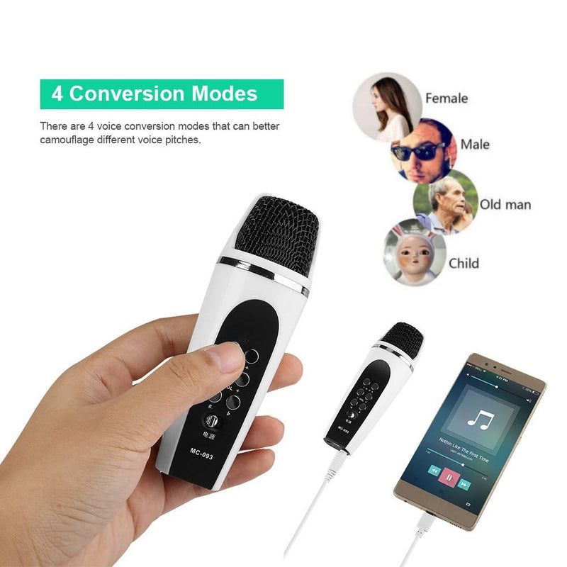 Voice Changer Microphone, 3.5mm Jack Mini Portable Voice Changer Device with 4 Voice Conversion Modes for IPhone/Android/Smartphone/PC